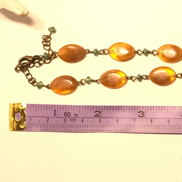 Pretty Amber and Green Coloured  Necklace - Picture 5 of 6